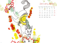 2014年1月emisenseカレンダー壁紙